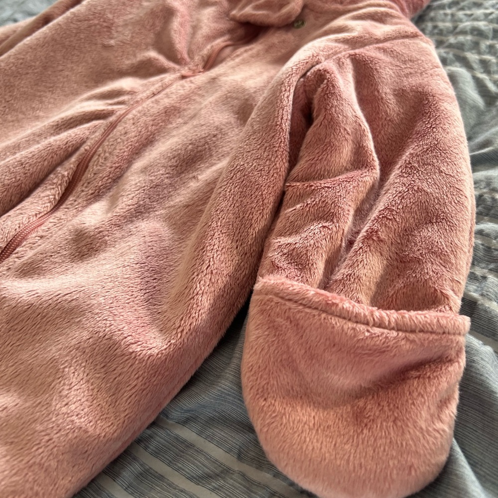Cozy Pink Hooded Kids One Piece - Picture 3 of 5